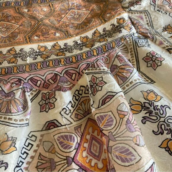 Anthropologie Flora Silk Blouse Balloon Sleeve XS Egyptian Boho Pattern - Picture 5 of 15